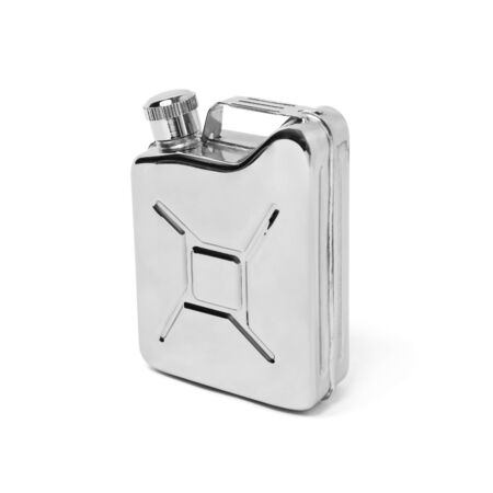 Metal gasoline can on white backgroundの写真素材