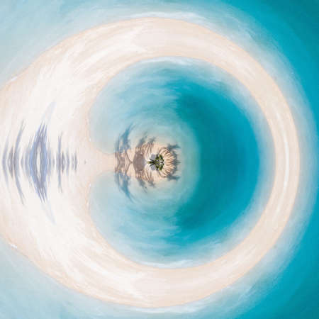 Aerial view of a small island in the middle of the sea.の写真素材