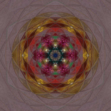 Abstract fractal with a multicolored pattern on a black backgroundの写真素材