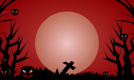 HAPPY HALLOWEEN BACKGROUND with RED BACKGROUNDの写真素材