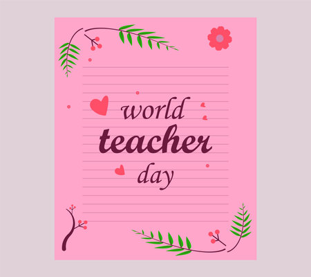 HAPPY WORLD TEACHER DAY BANNER ILLUSTRATIONのイラスト素材