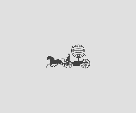 train horse load a globe for education logo design, classic luxury fashion logo templateのイラスト素材