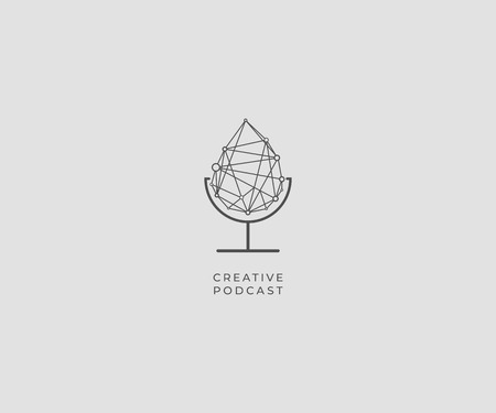 abstract oil drop with network style and microphone stand logo vector icon illustration designのイラスト素材