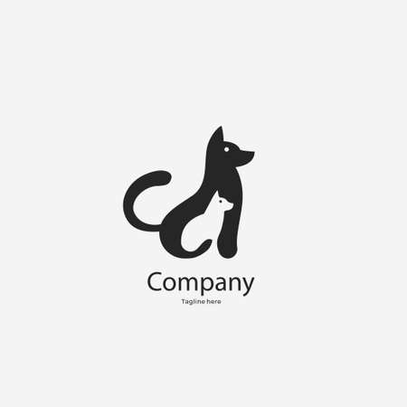 Minimalist simple dog cat icon logo template vector illustrationのイラスト素材