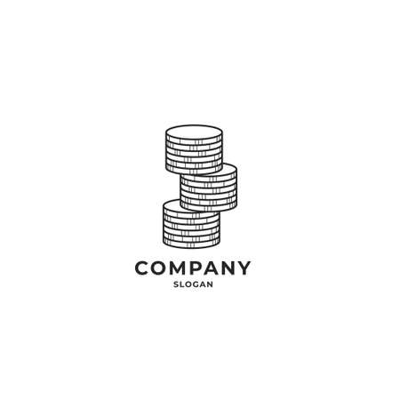 Pile of Coin line art outline logo icon sign symbol design template. Vector illustrationのイラスト素材