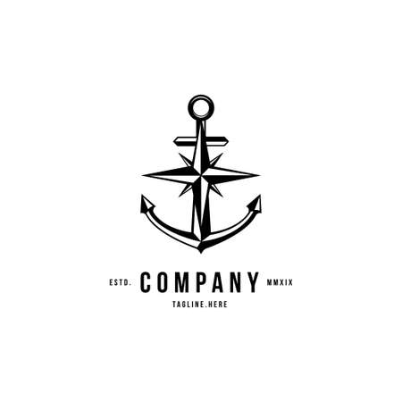 Nautical Anchor with compass wind rose vector logo icon sign symbol design templateのイラスト素材