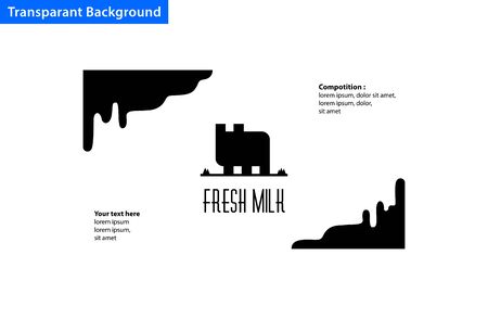 Dairy farm fresh milk simple label. Minimal design of modern label with abstract cow. Modern sticker, label for farm products, logo, icon sign.のイラスト素材