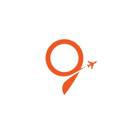 Map pin with airplane, travel logo icon sign. Vector illustration isolated on white backgroundのイラスト素材