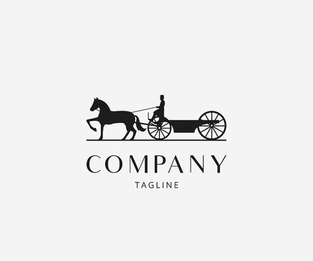 horse drawn carriage classic vintage logo icon sign. Vector illustrationのイラスト素材