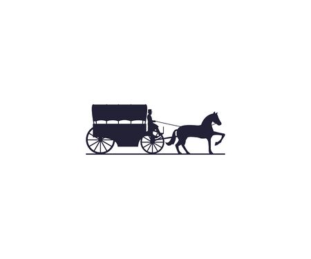 classic transportation horse drawn carriage classic vintage logo icon sign. Vector illustrationのイラスト素材