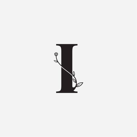 I letter simple elegant floral logo icon sign designのイラスト素材