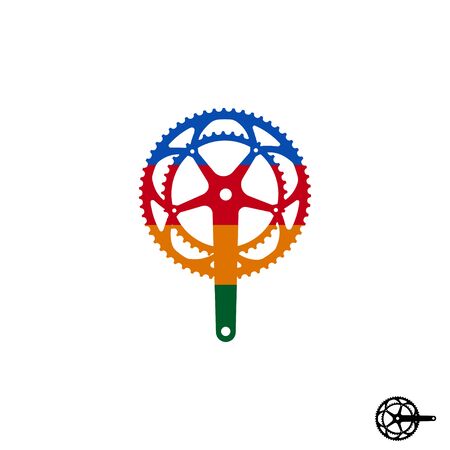 Road bike crank logo icon sign. Vector illustration isolated on white backgroundのイラスト素材