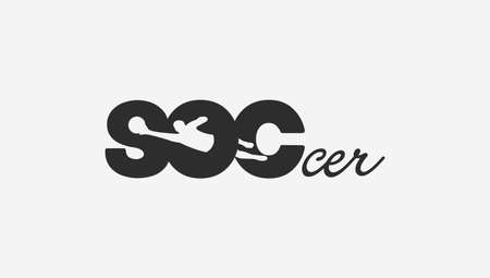 Soccer lettering with negative space goal keeper vector illustration templateのイラスト素材