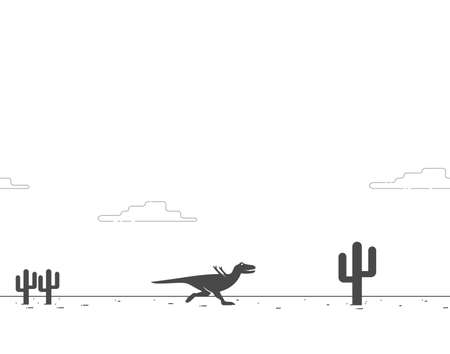 tyrannosaurus rex running in land simple funny poster banner design conceptのイラスト素材