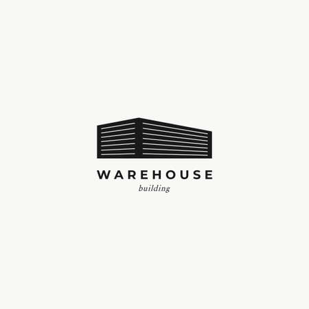 Warehouse building minimal logo icon design vector illustration isolated object on white backgroundのイラスト素材