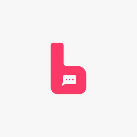 Letter B with talk chat bubble simple logo icon sign symbol design concept. Vector illustrationのイラスト素材