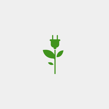 Electric plug with plant tree nature power logo icon sign symbol design concept. Isolated object on backgroundのイラスト素材