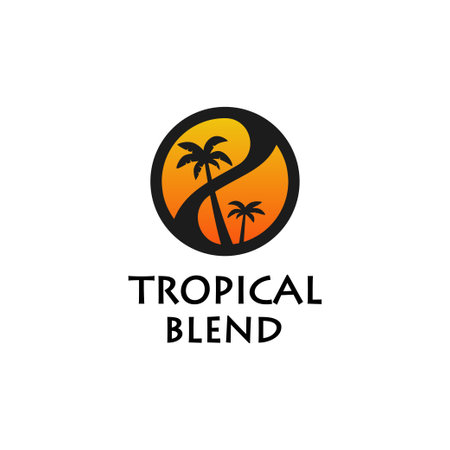 Palm tree with blend icon circle logo icon sign symbol design vector illustrationのイラスト素材