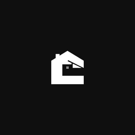 C letter with construction site house building logo icon sign isolated object on backgroundのイラスト素材