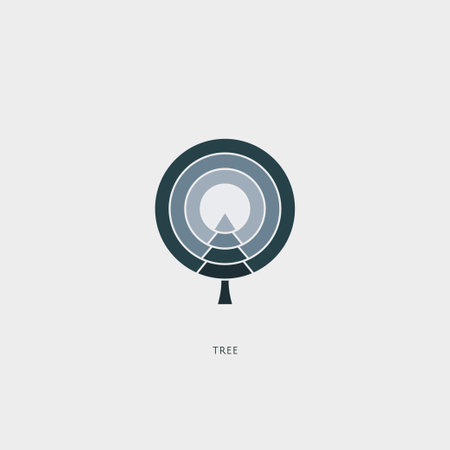 Tree with circle minimal logo icon sign design vector illustration