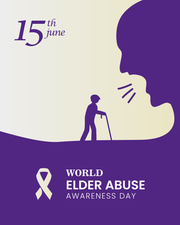 World elder abuse awareness day June 15th poster banner design vector illustrationのイラスト素材