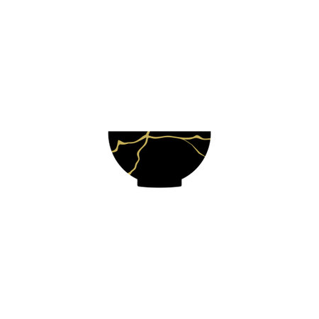 Kintsugi logo icon design concept. Kintsugi  is the Japanese art of repairing broken pottery by mending the areas of breakage with goldのイラスト素材