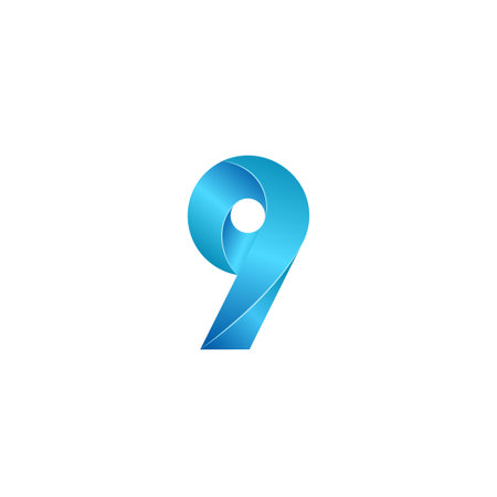 9 number nine modern abstract 3D logo icon sign designのイラスト素材