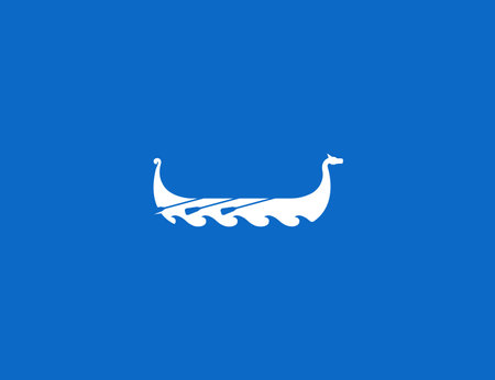 Dragon boat side view minimal simple logo icon sign. Isolated object on backgroundのイラスト素材