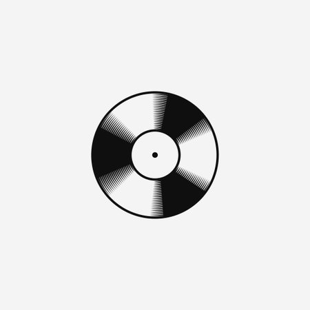Vinyl black disc simple logo vector icon illustrationのイラスト素材