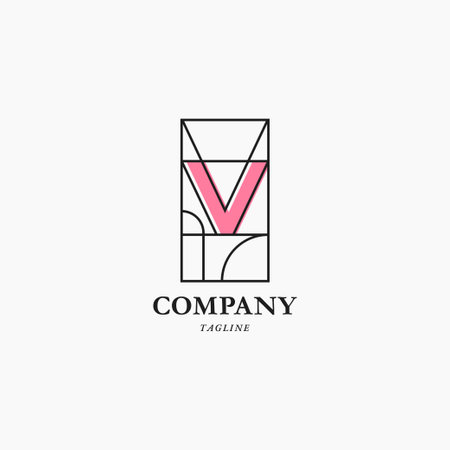 Letter V abstract linear art deco style logo vector icon illustrationのイラスト素材