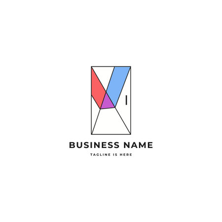 V letter in door geometric line logo vector icon design conceptのイラスト素材