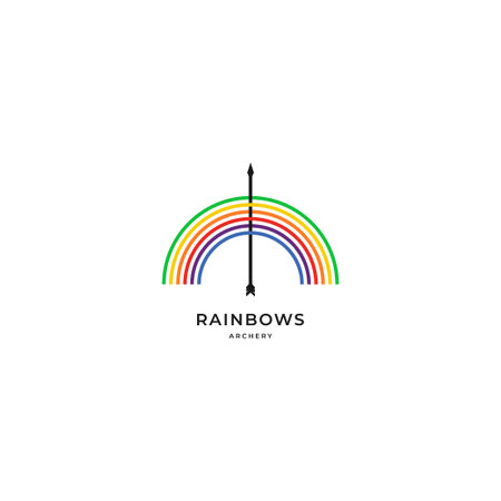 Rainbow with arrow Logo Design Template. Vector Illustration, EPS 10.のイラスト素材