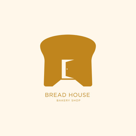 Bread with opened door, homie cafe restaurant logo design conceptのイラスト素材
