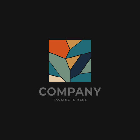 Abstract square colorful mosaic tile artistic logo design concept. Company logo icon element template vector graphic art square geometric polygonalのイラスト素材