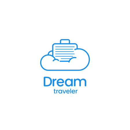 Suitcase on the cloud sky, traveling holiday  vector icon illustrationのイラスト素材
