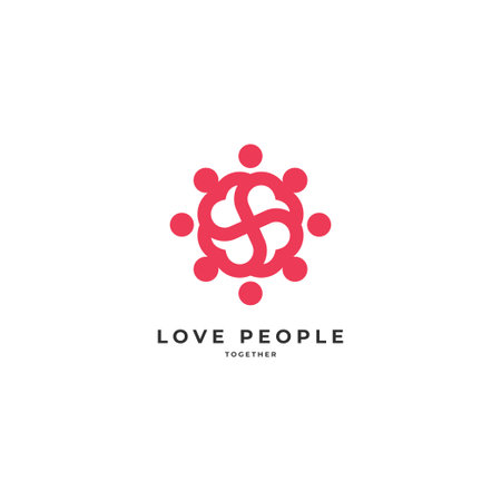 Abstract people together with hearts symbol love careのイラスト素材