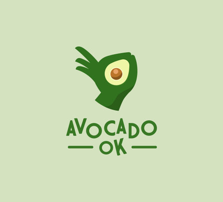 avocado with okay human hand gesture design conceptのイラスト素材