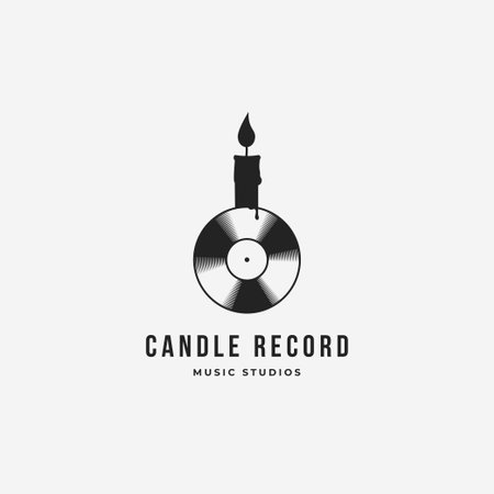 Candle with vinyl record combination elements design conceptのイラスト素材