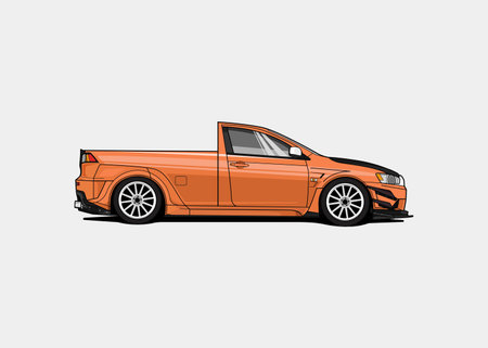 Single cabin pick up sport car street racing style vector illustrationのイラスト素材