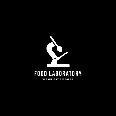 Spoon with microscope, food science research logo vector icon design conceptのイラスト素材