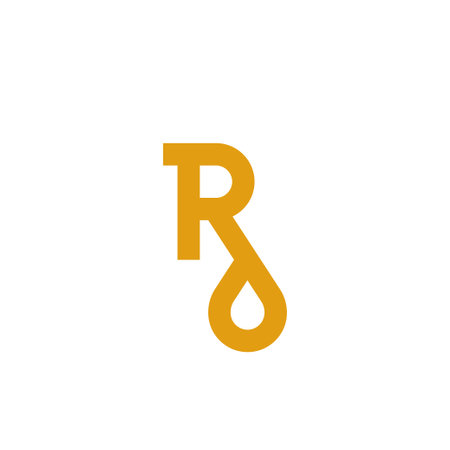 R letter with oil drop simple logo minimal logotype vector templateのイラスト素材