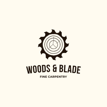 Circular sawblade with wood combination logo design conceptのイラスト素材