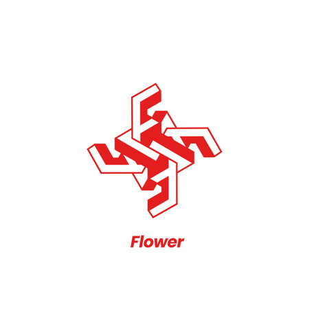 Abstract letter F FF geometric flower logo vector icon illustrationのイラスト素材
