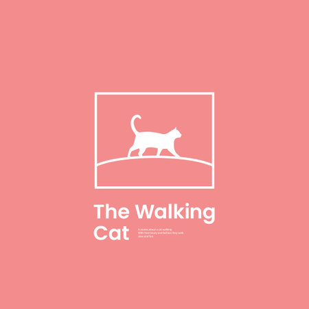 The walking cat logo simple vector icon illustrationのイラスト素材