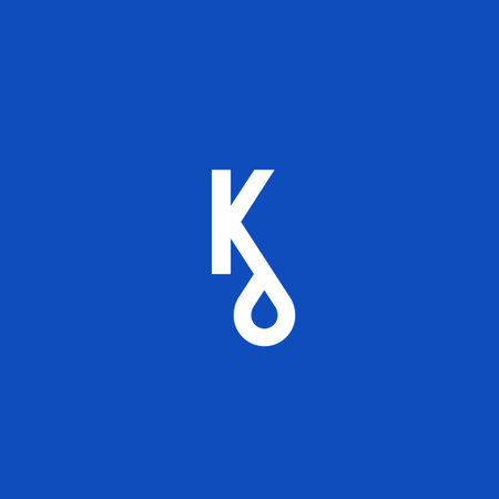 Letter K with water drop minimal logo clean logotype vector illustrationのイラスト素材