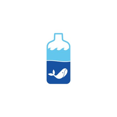 Whale in water bottle vector logo icon sign illustrationのイラスト素材