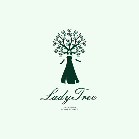 Lady tree nature logo vector icon illustrationのイラスト素材