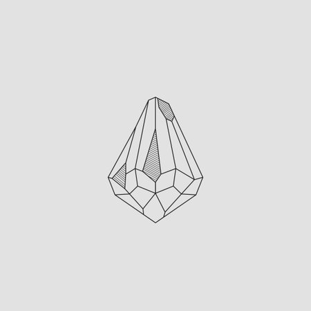 Diamond icon. Gray outline on grey background. Simple vector illustration.のイラスト素材