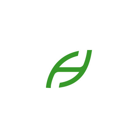 Letter H leaf shape logo simple icon illustrationのイラスト素材