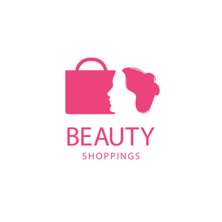 Beautiful woman face with bag logo vector icon illustrationのイラスト素材